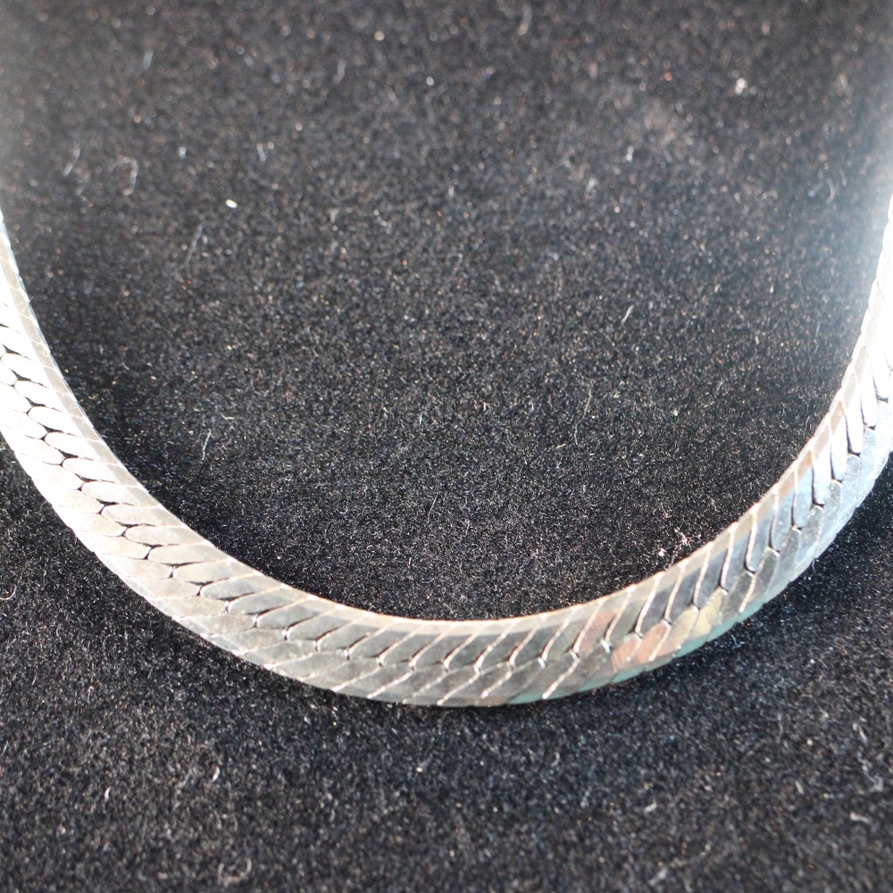 Sterling Silver 925 Herringbone Chain Necklace